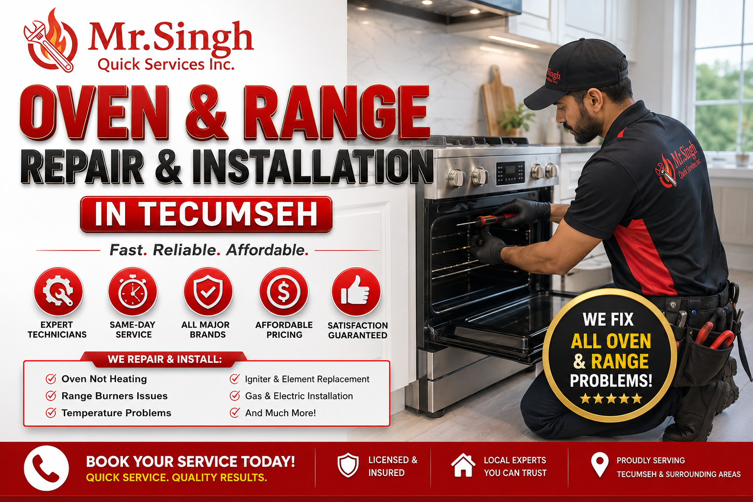 Oven & Range Repair & Installation in Tecumseh | Mr. Singh Quick Services