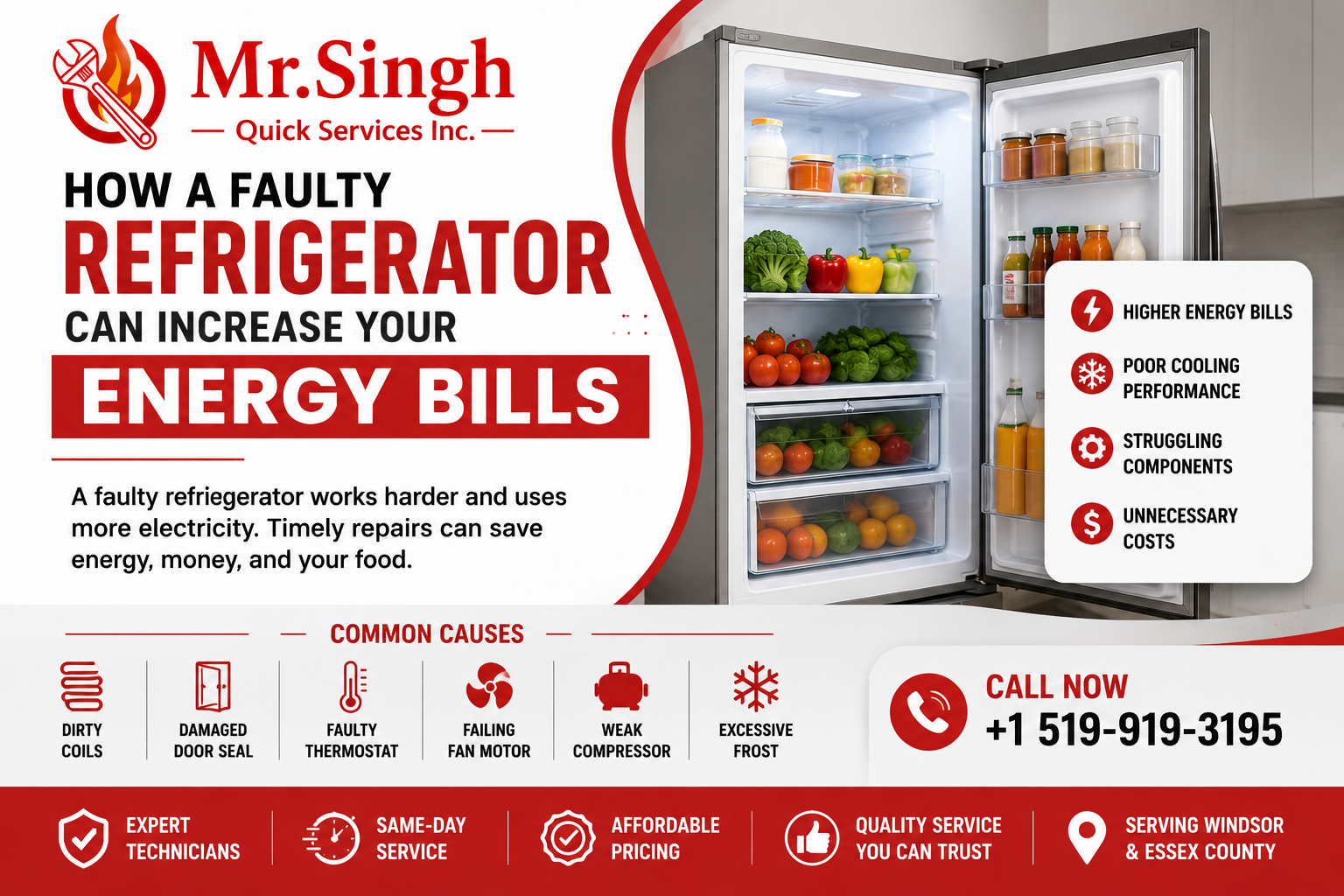 How a Faulty Refrigerator Can Increase Your Energy Bills | Mr. Singh Quick Services