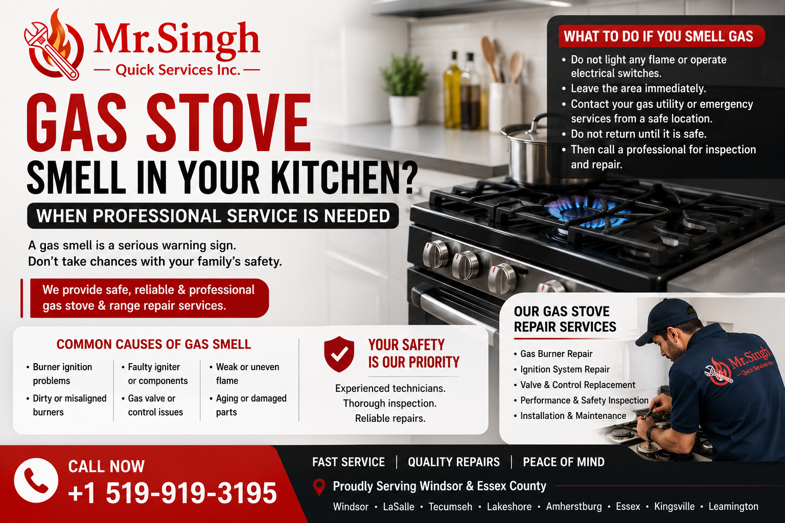 Gas Stove Smell in Your Kitchen? Professional Repair | Mr. Singh Quick Services