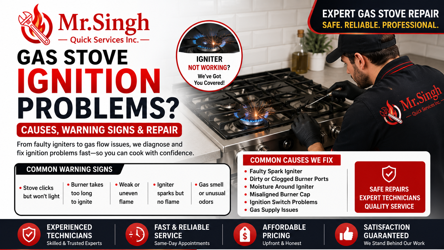 Gas Stove Ignition Problems: Causes, Warning Signs & Repair | Mr. Singh Quick Services