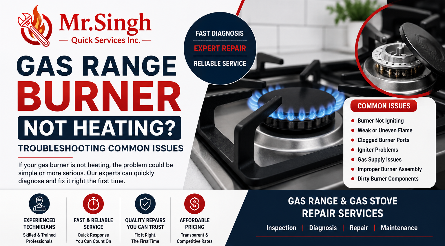 Gas Range Burner Not Heating? Troubleshooting Common Issues | Mr. Singh Quick Services