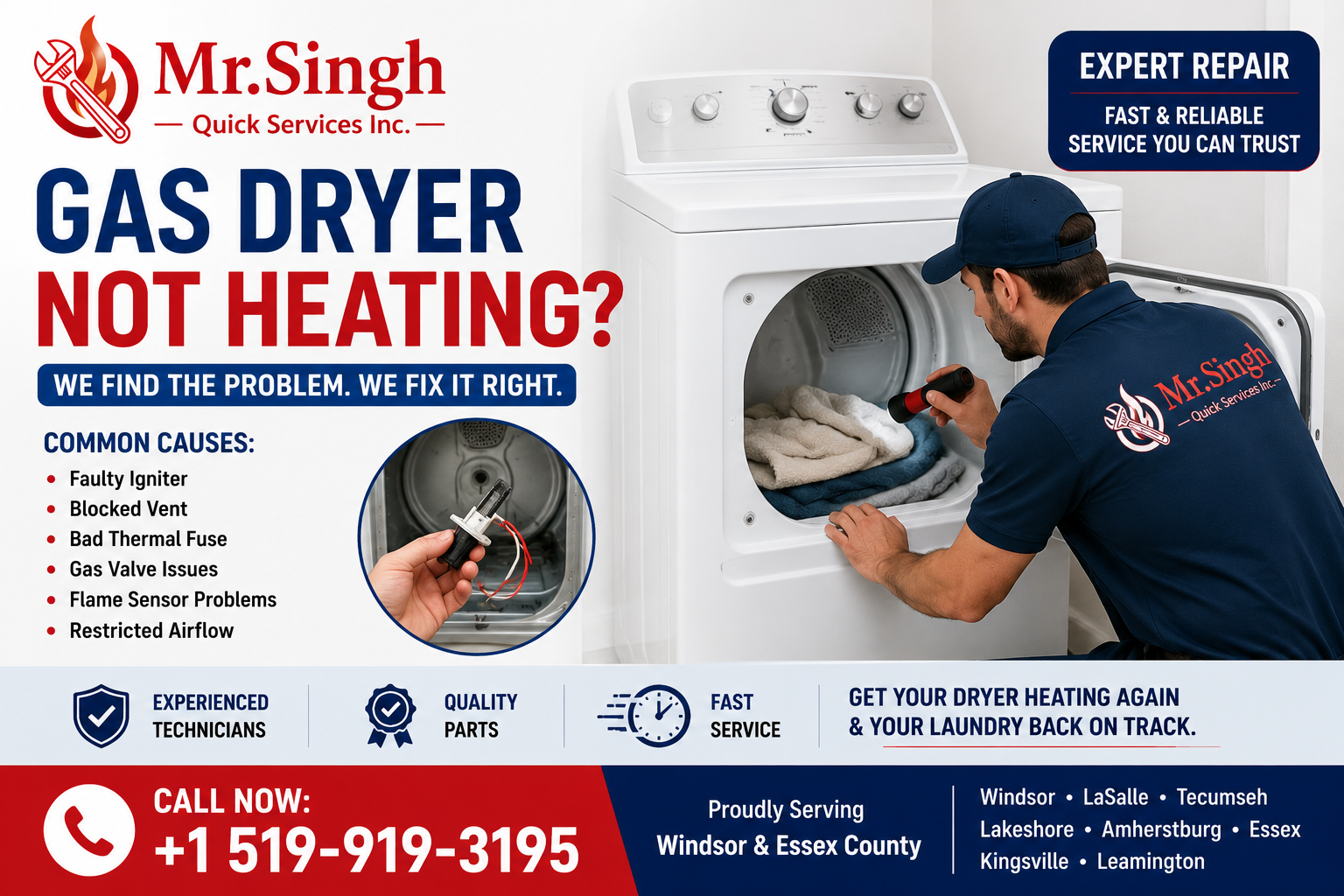 Why Is My Gas Dryer Not Heating? Common Causes & Solutions | Mr. Singh Quick Services