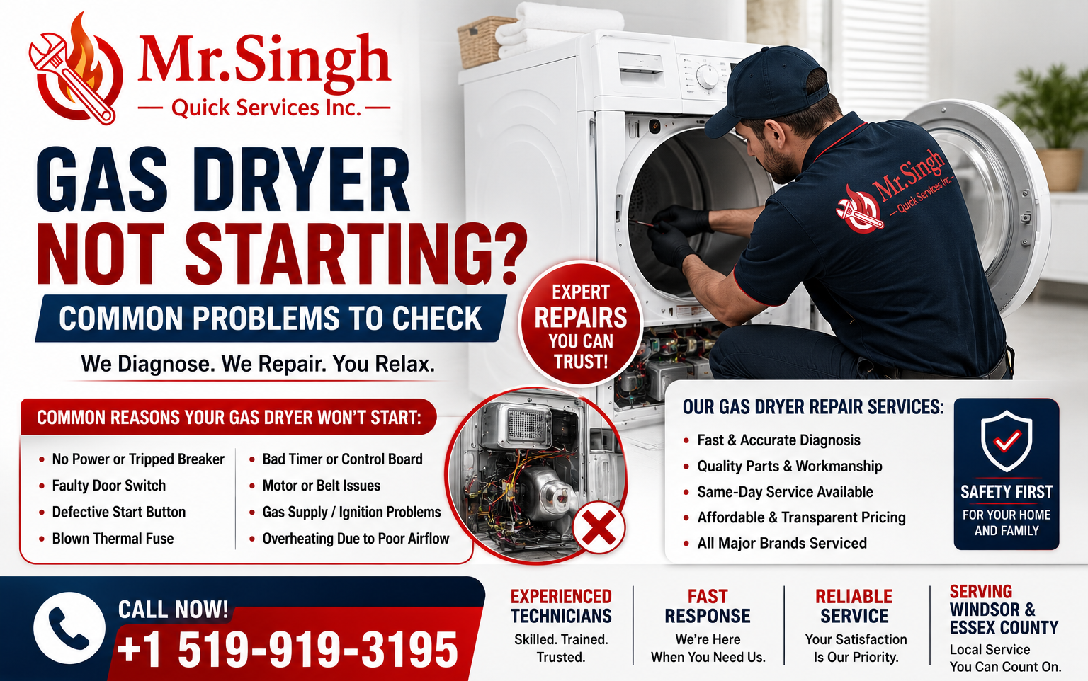 Gas Dryer Not Starting? Common Problems to Check | Mr. Singh Quick Services