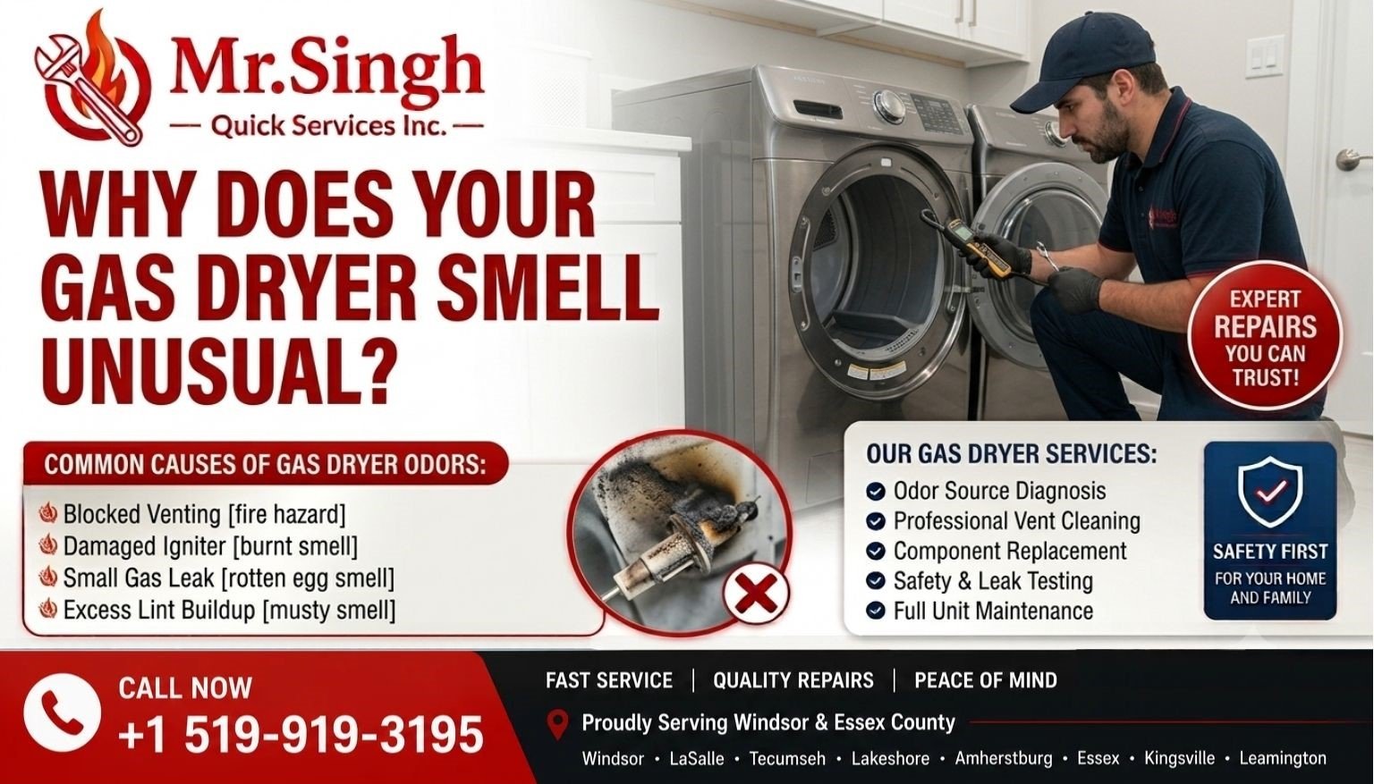 Why Does Gas Dryer Smell Unusual? | Mr. Singh Quick Services