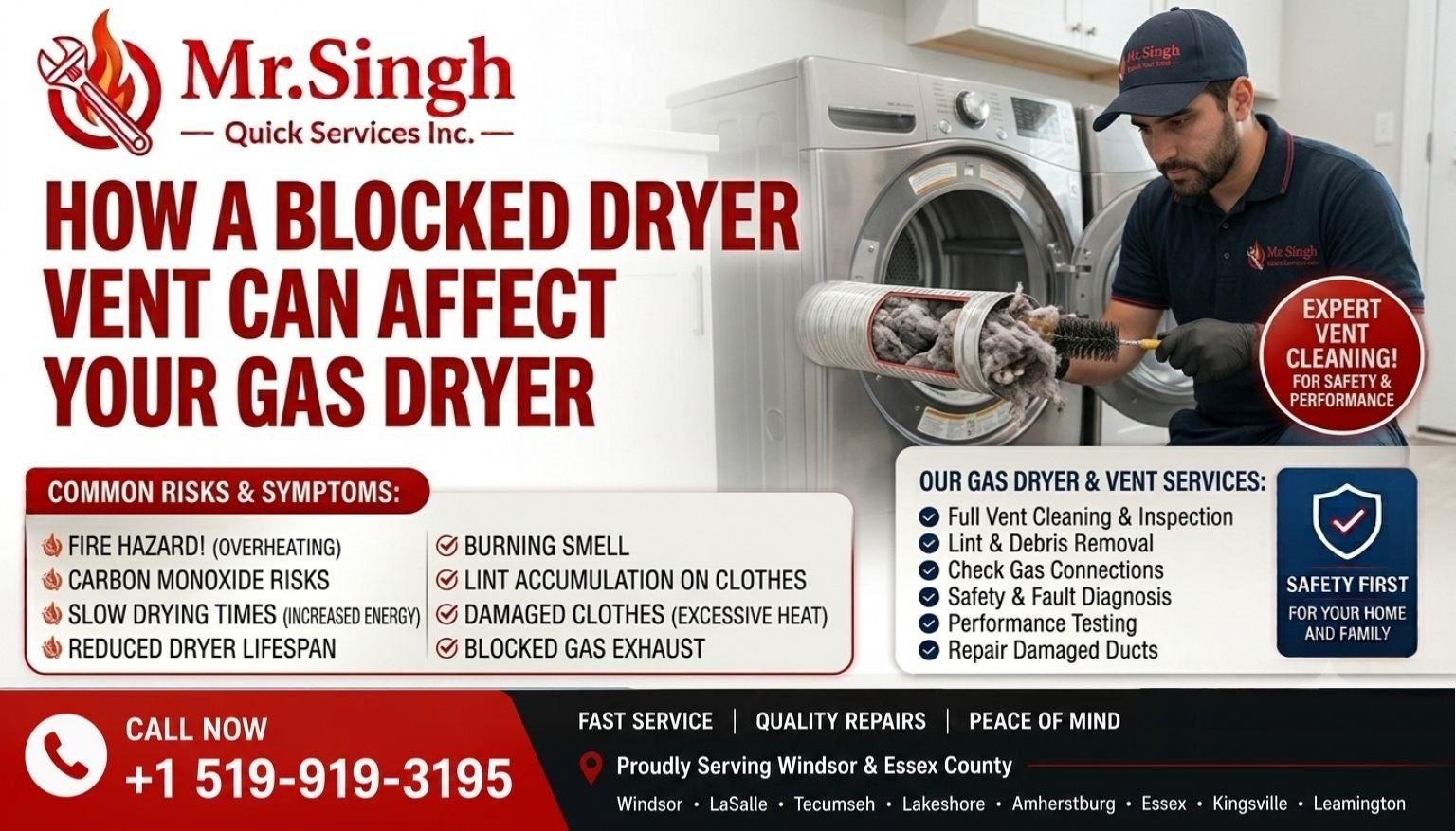 How a Blocked Dryer Vent Can Affect Your Gas Dryer | Mr. Singh Quick Services