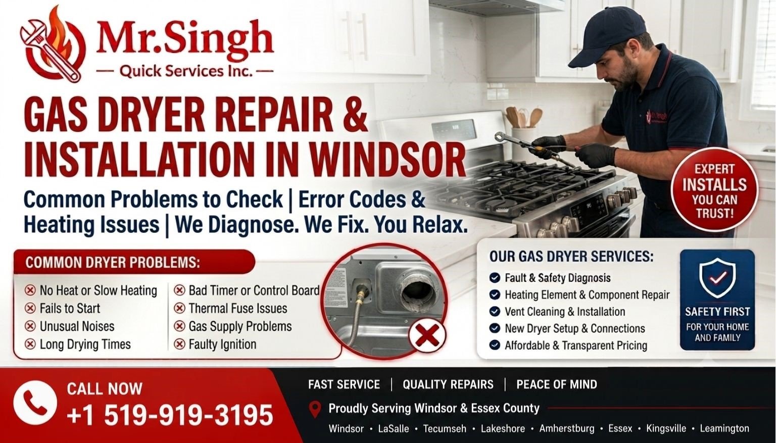 Gas Dryer Repair & Installation in Windsor | Mr. Singh Quick Services